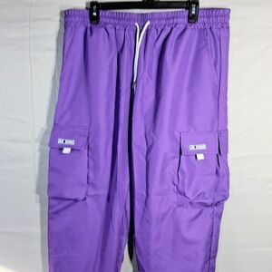 Women's 3xl NWOT Purple Air Borne 6 Pocket Drawstring Stretchy Parachute Pants